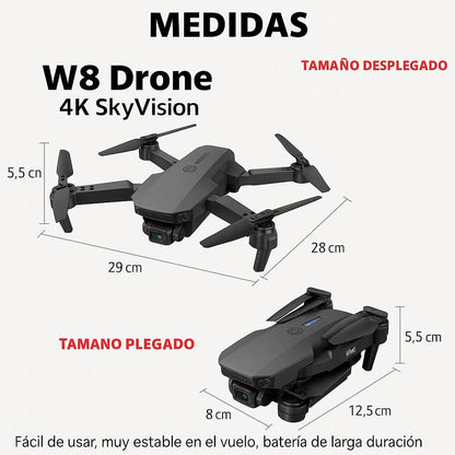 W8 Drone 4K® SkyVision CON IA+ ACCESORIOS GRATIS