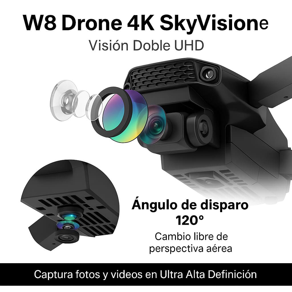 W8 Drone 4K® SkyVision CON IA+ ACCESORIOS GRATIS