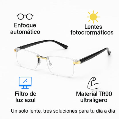 Gafas Multifocales VisiónMax® TR90 – Lentes Progresivos que se Ajustan Solos, con Protección Luz Azul y Oscurecimiento Automático al Sol