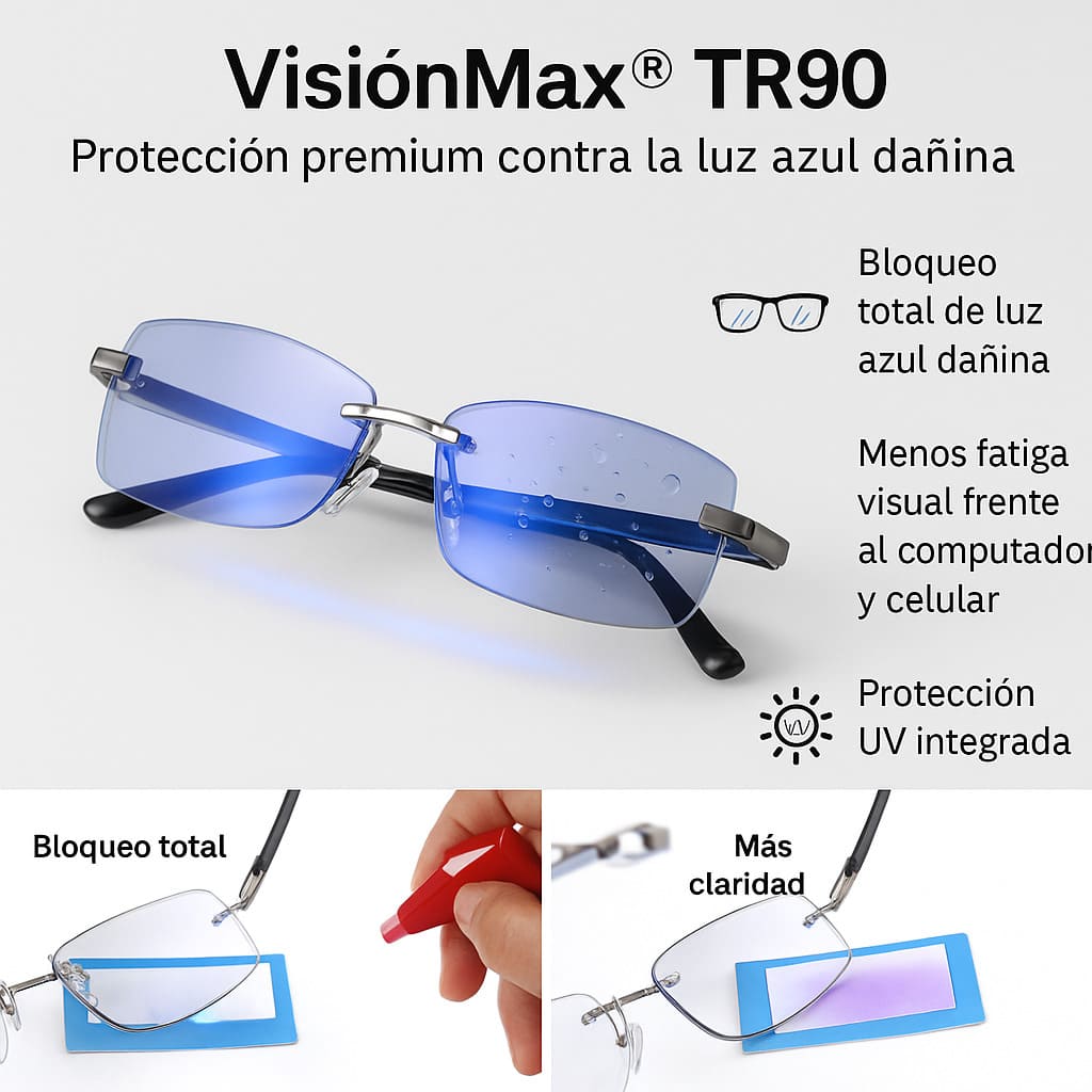 Gafas Multifocales VisiónMax® TR90 – Lentes Progresivos que se Ajustan Solos, con Protección Luz Azul y Oscurecimiento Automático al Sol